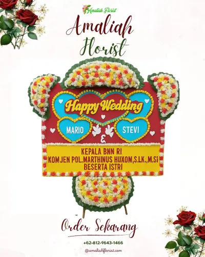 Karangan Papan Bunga Pernikahan di Sumuradem Timur